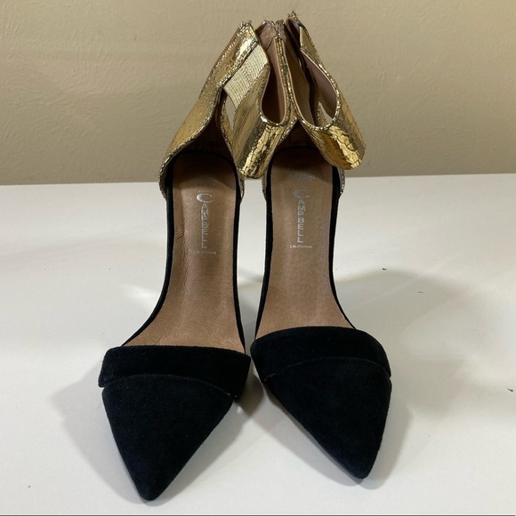 Jeffrey Campbell Shoes - JEFFREY CAMPBELL black & gold ankle wrap pumps 7